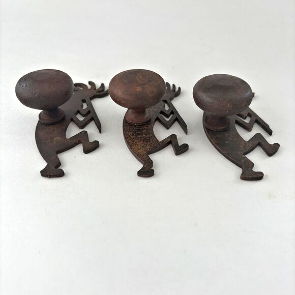Kokopelli Metal Reversible Drawer Knob Lot 3 Southwestern Lodge Cabin Rustic - Picture 2 of 5